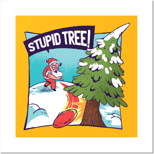 STUPID TREE! - Frisbee Golf Santa Wall Art by rjzinger